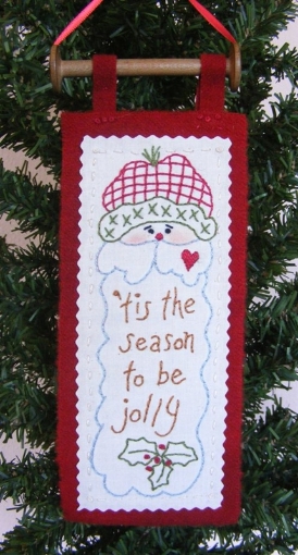 Picture of Bobbin Santa RedWork Embroidery Ornament