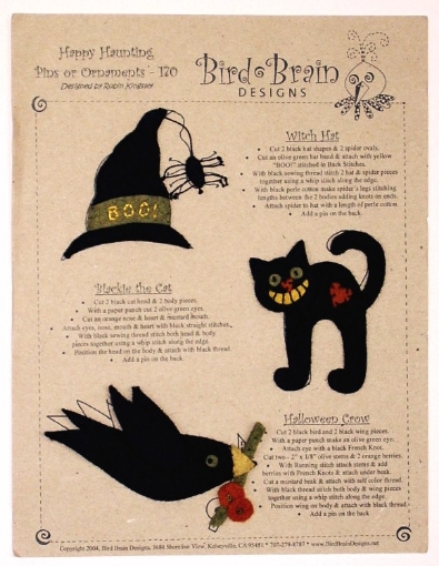 Happy Haunting Pins - Wool Applique Pattern