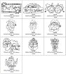 Santa RedWork  - Set of 10 Ornaments - Machine Embroidery Pattern