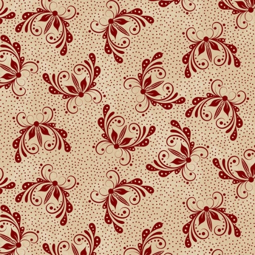 Picture of Butterfly Tan/Red Cotton Fabric