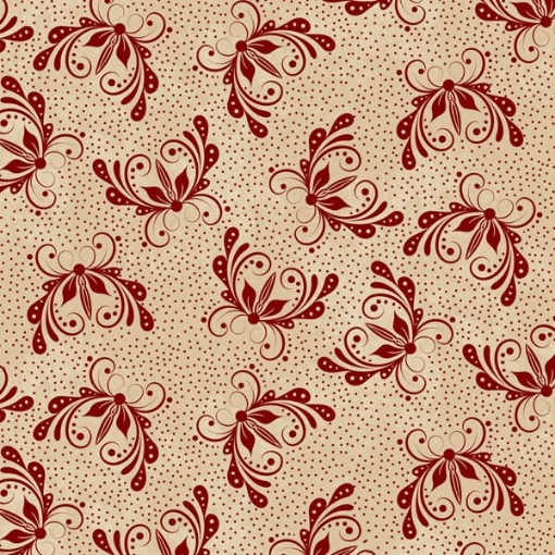 Picture of Butterfly Tan/Red Cotton Fabric