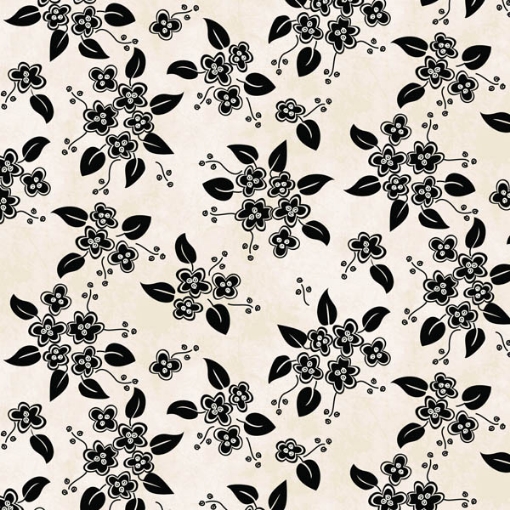Picture of Forget-Me-Not White/Black Cotton Fabric