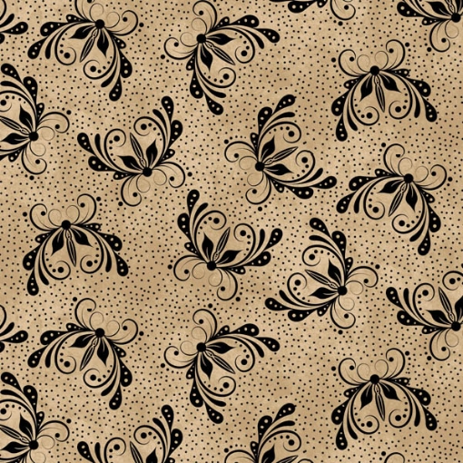 Picture of Butterfly Tan/Black Cotton Fabric