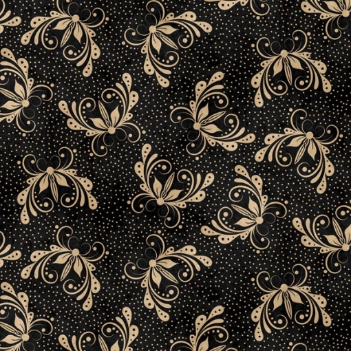 Butterfly on Black Cotton Fabric