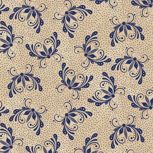 Picture of Butterfly Tan/Blue Cotton Fabric