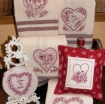 Picture of Hearts & Flowers RedWork Tea Towels - Hand Embroidery