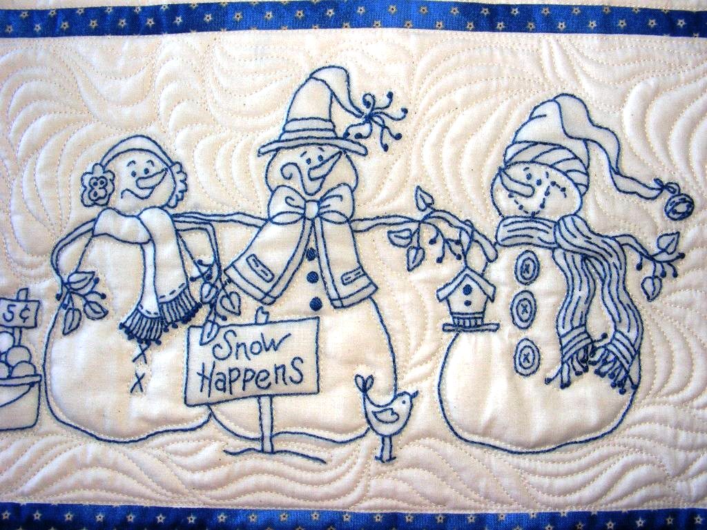 Snow Happens! Table Runner Machine Embroidery Pattern Shipped