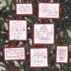 Picture of Santa RedWork  - Set of 10 Ornaments - Machine Embroidery Pattern - Shipped