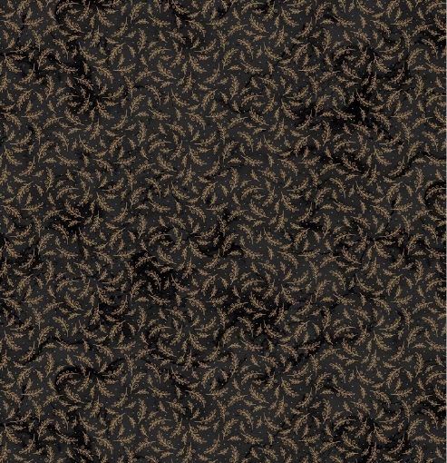 Picture of Stitched Sprigs - Black Cotton Fabric