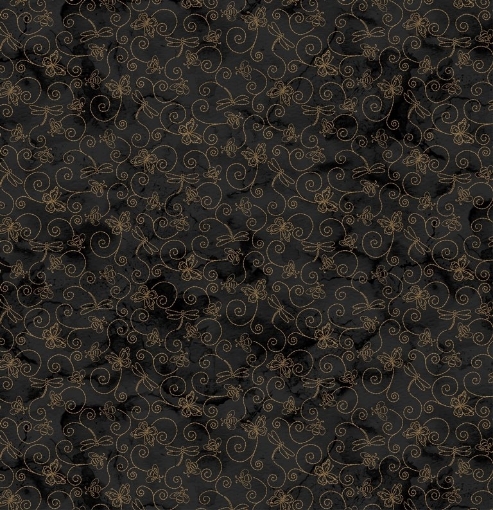 Picture of Things in Flight - Black/Tea-Dye Cotton Fabric