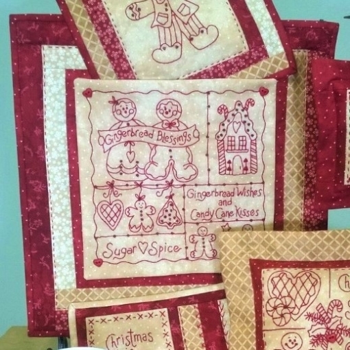 Picture of Gingerbread Wishes Hand Embroidery RedWork