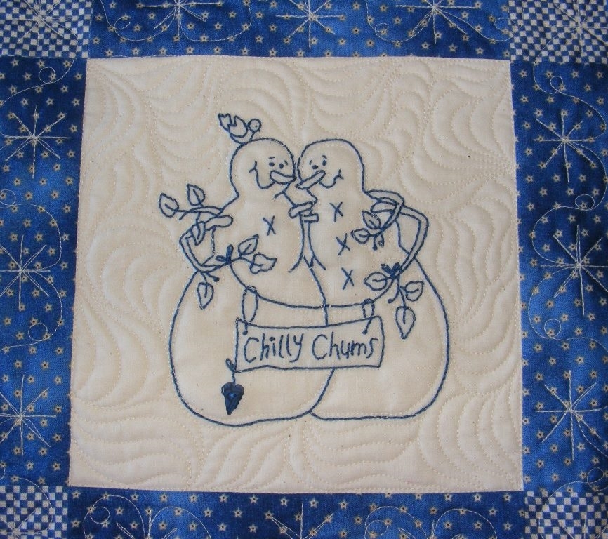 Snowmen & Reindeer Quilt Machine Embroidery Pattern Shipped