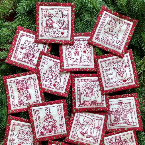 Classic Red & White Ornaments - Machine Embroidery Pattern