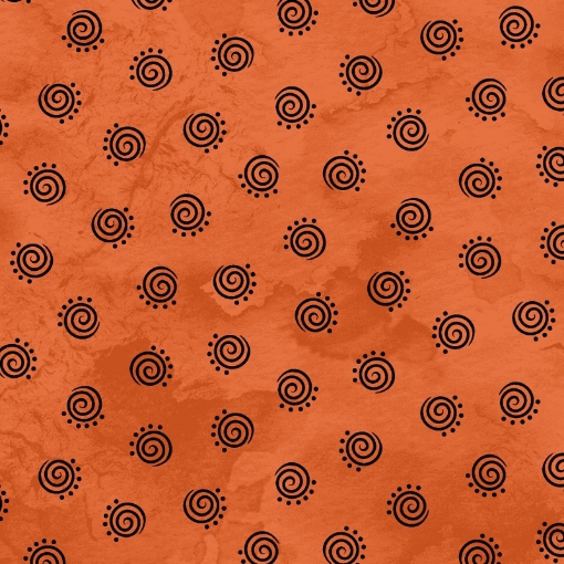 Picture of Halloweenie Geo Swirls - Orange Cotton Fabric