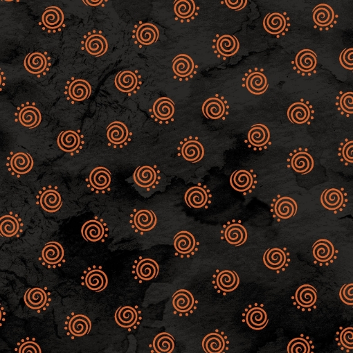 Picture of Halloweenie Geo Swirls - Black Cotton Fabric