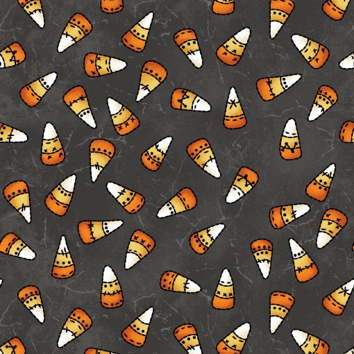 Picture of Halloweenie Franken' Corn - Black Cotton Fabric