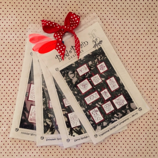 Picture of Set of 4 Christmas Ornaments - Machine Embroidery Pattern - Shipped