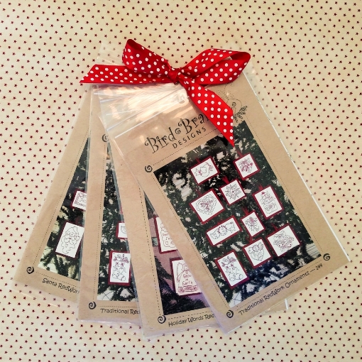 Picture of Set of 4 Christmas Ornaments - Hand Embroidery Pattern - Shipped