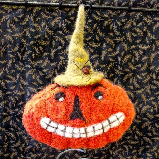 Picture of Grinning Jack Pumpkin on Wire