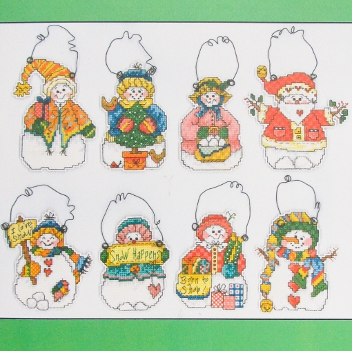 Picture of Snowy Day Snowmen Ornaments - Counted Cross Stitch - Kit