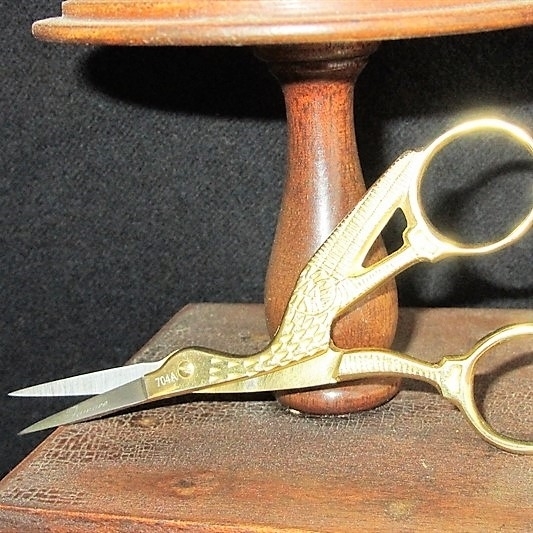 Traditional Gold Stork Embroidery Scissors