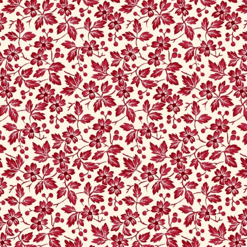 Picture of Berry Blossoms - Red/Natural Fabric