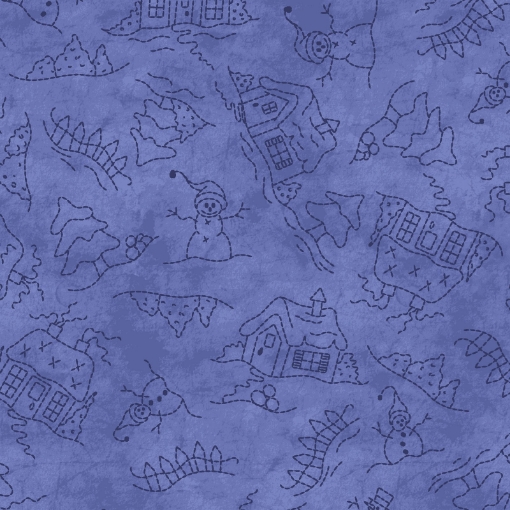 Picture of Roly-Poly Snowmen Landscape - Blue/Navy