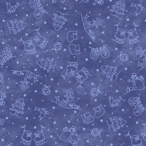 Picture of Roly-Poly Mini Motifs - Navy Blue Cotton Fabric