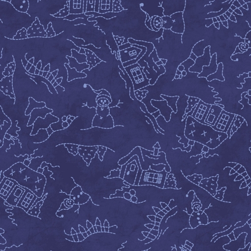 Picture of Roly-Poly Snowmen Landscape - Deep Navy