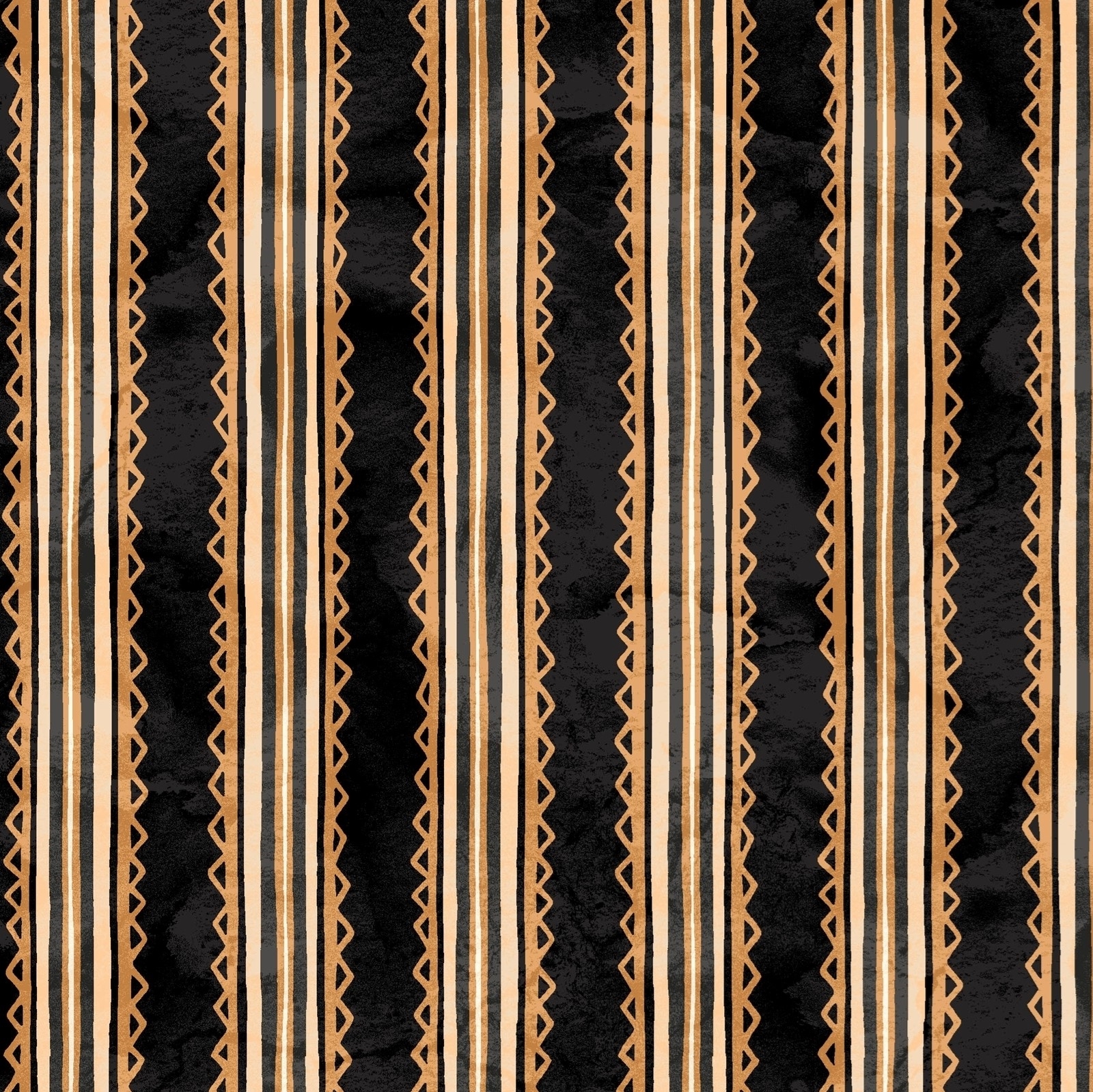 Cotton Fabric with Black Background with TeaDyed Stripes