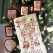 All American Santa RedWork Stocking - Hand Embroidery Pattern