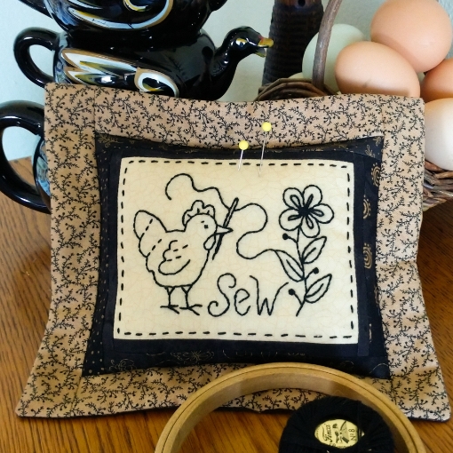 Sew Blackwork Pin Cushion Embroidery Pattern