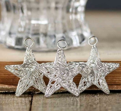Picture of Miniature Silver Stars - pack of 3