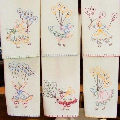 Kitchen Helpers Tea Towels - Hand Embroidery Pattern