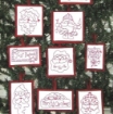 Santa RedWork  - Set of 10 Ornaments - Hand Embroidery Pattern - Shipped