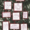 Santa RedWork  - Set of 10 Ornaments - Hand Embroidery Pattern - Shipped