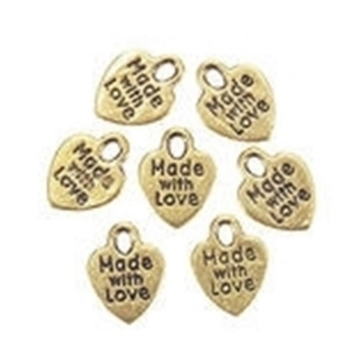 Picture of Hammered Gold "Made with Love" Charms (Pack of 3)