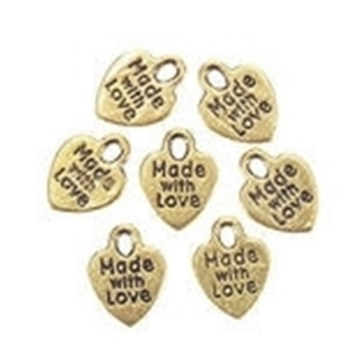Picture of Hammered Gold "Made with Love" Charms (Pack of 4)