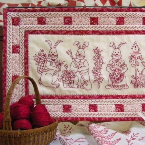 Picture of Bunny Bunch Table Runner - Machine Embroidery Pattern Download