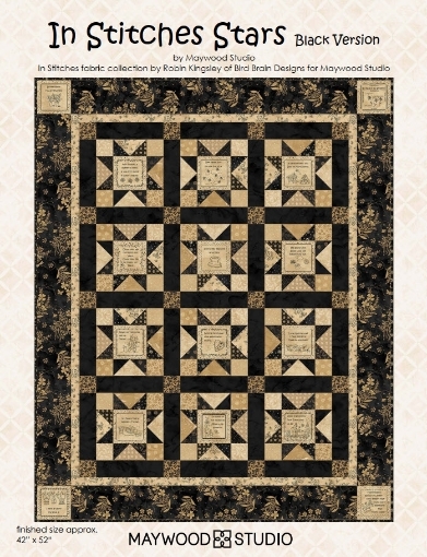 In Stitches Stars Quilt in Black