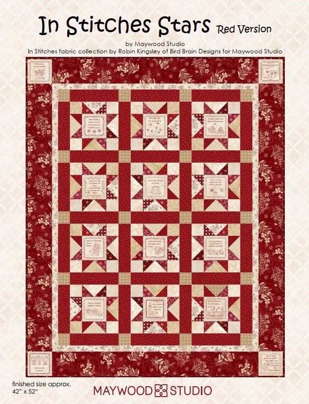 In Stitches Stars Red Quilt - Free Download