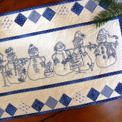 Picture of Snow Happens! Table Runner - Hand Embroidery Pattern - Shipped
