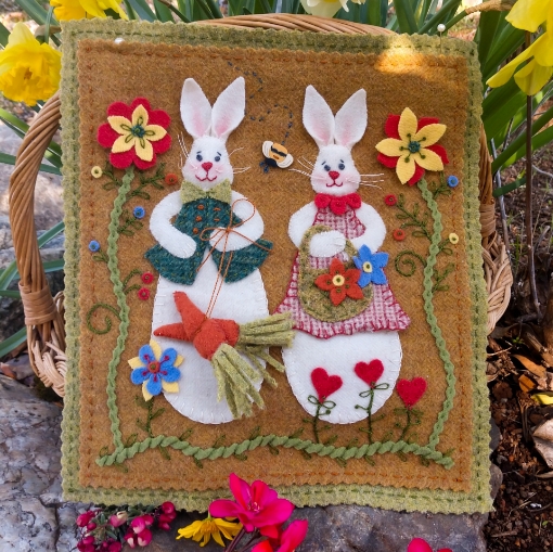 Picture of Woolen Bunny Garden - Wool Applique Pattern - Download