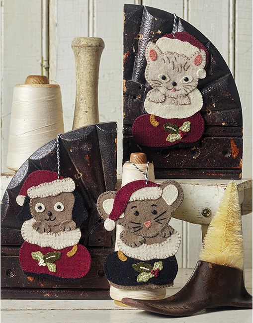 45 of Stacy West's popular Wool Applique Ornaments