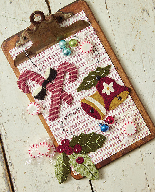 45 of Stacy West's popular Wool Applique Ornaments