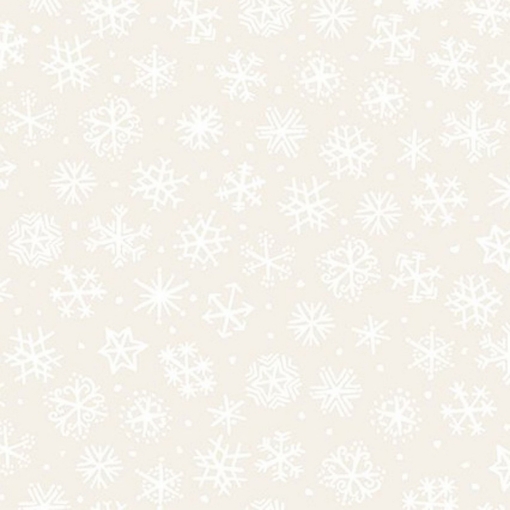 Picture of White Snowflakes Cotton Fabric