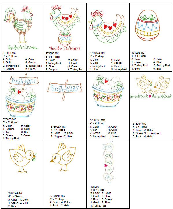 The Hen Delivers Tea Towels Machine Embroidery Pattern Download