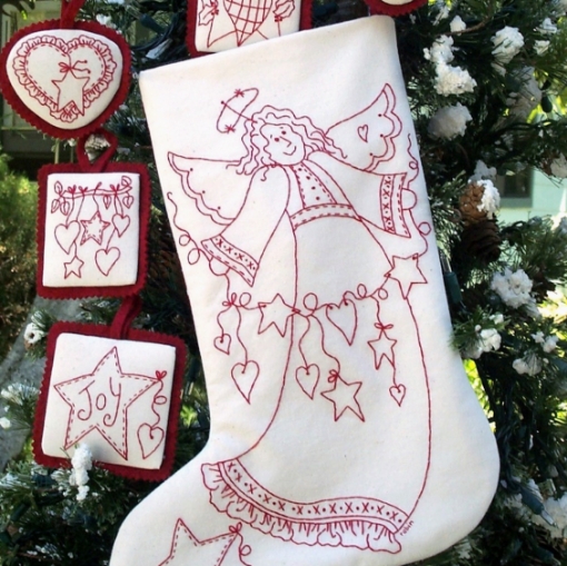 Heartfelt Angel Stocking - Machine Embroidery Pattern
