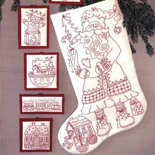 Santa and Toys Stocking - Hand Embroidery Pattern
