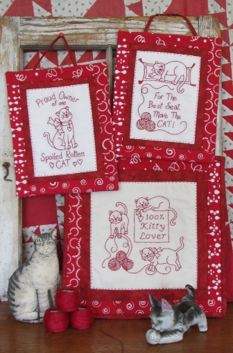 Picture of 100% Kitty Lover RedWork - Fabric Packet